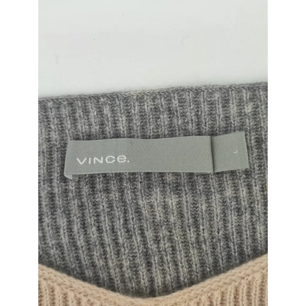 Vince Women’s Size L Pullover Sweater 100% Cashmere Color Block Long Sleeve